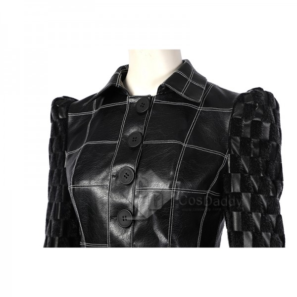 Cruella Deville Cosplay Costume Cruella Black Leather Jacket Skirt Suit